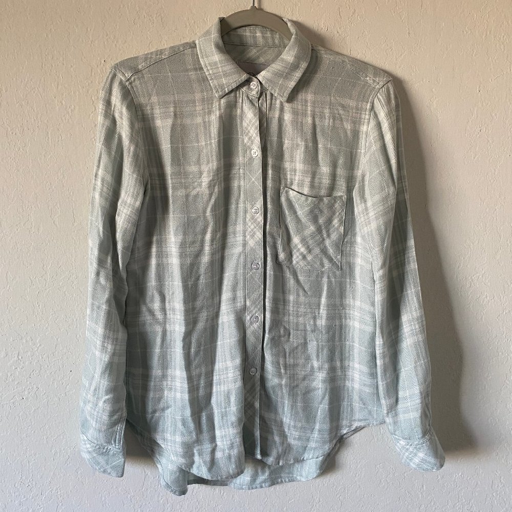 Rails Womens Hunter Top Seafoam Button Down Size XXS Casual Long Sleeve Plaid